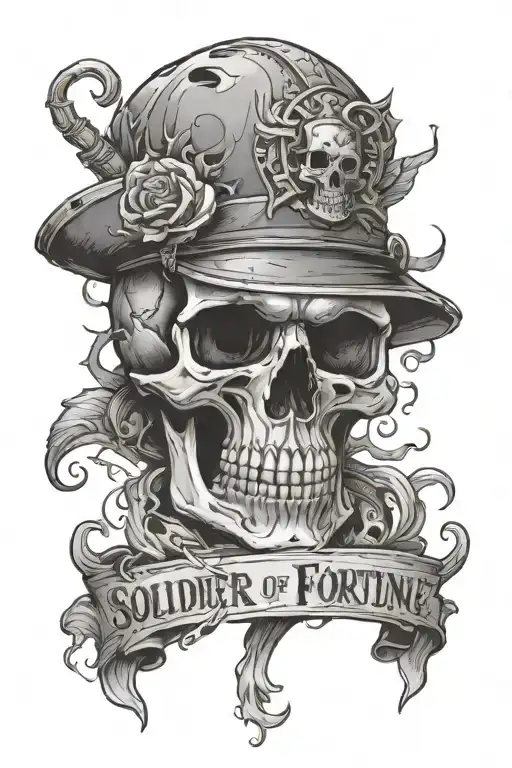 Skull And Inscription Soldier Of Fortune
