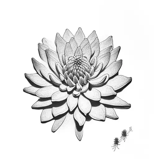 Chrysanthemum Over A Lotus Flower Over A Rose
