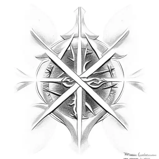 Christian Cross With A Thorn Crown Above It