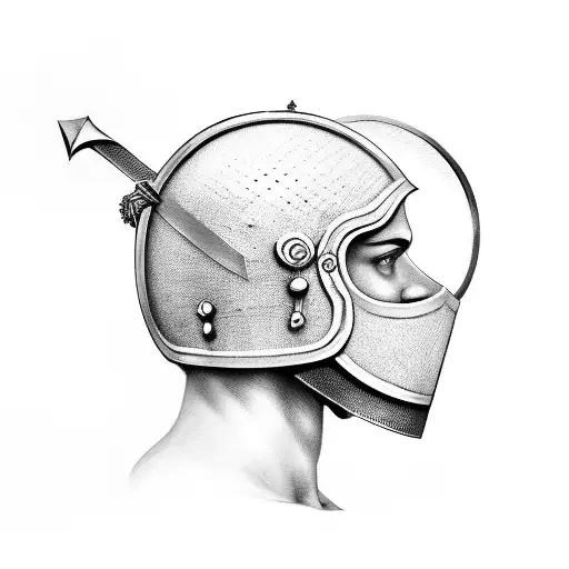 Sword Through Roman Helmet