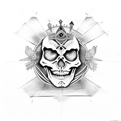 Skeleton In Throne With All Seeing Eye