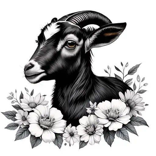 Baby Goat Capricorn With Flowers
