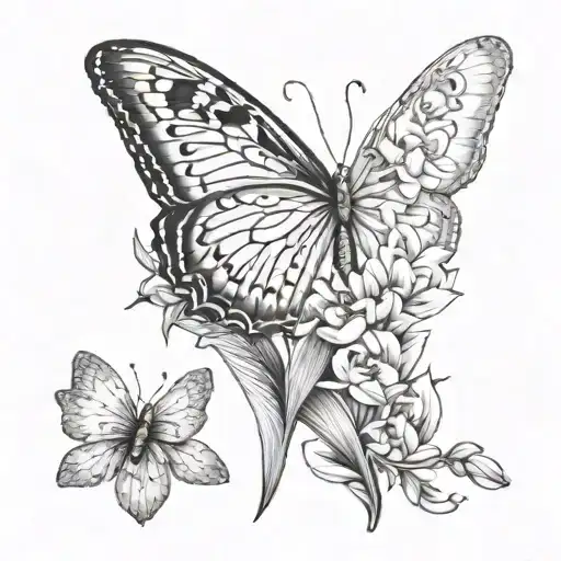 One Wing Primrose And Narcissus And The Other Butterfly Wing