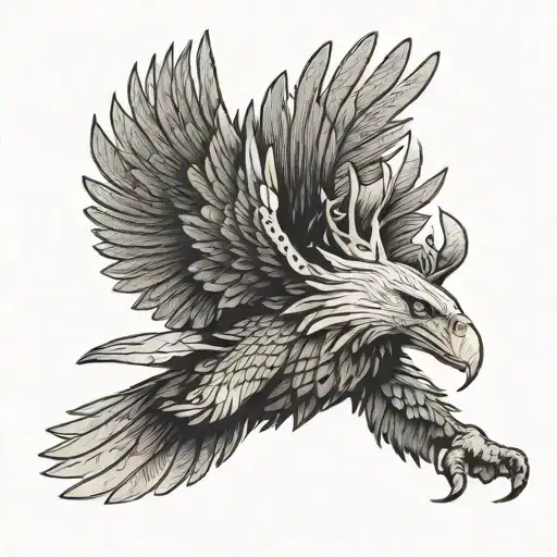 Side View Of An Eagle Diving With A Crown On Its Head