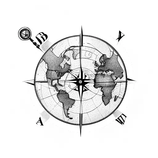 A Compass With Travel Destinations Marked On A Map