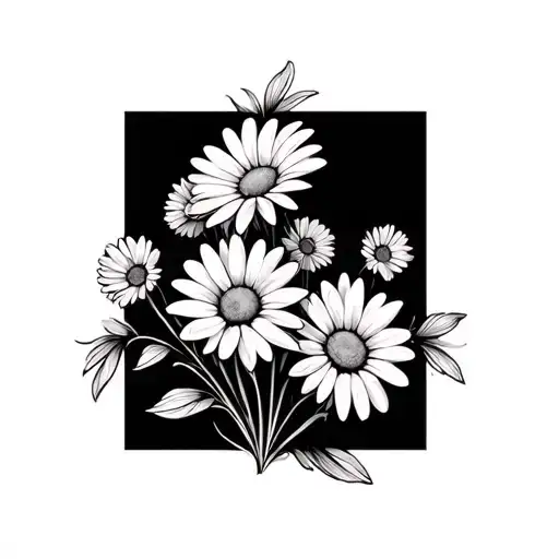 Small Daisy Bouquet Fine Line