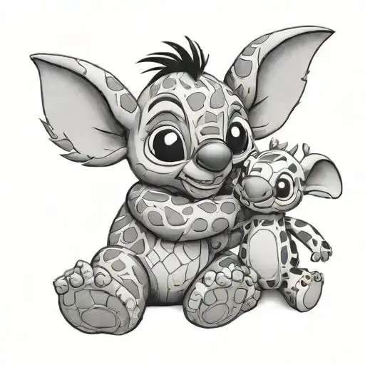 Disney Stitch Holding Giraffe Teddy Bear