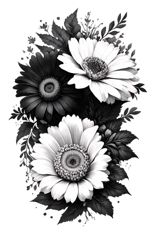 3 Different Flowers Spiraling Down Forearm With A Background