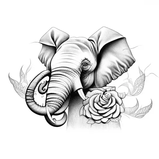 A Surreal Composition Featuring An Elephant Head Made Up Of Delicate Roses