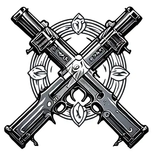 Cross And Gun Intertwined