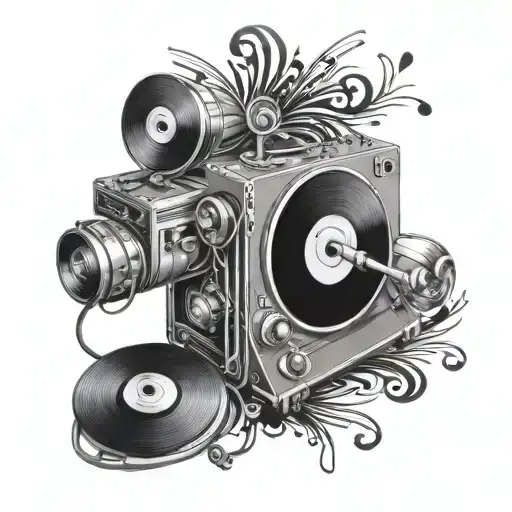 Turntable And Music Staff Wrapping