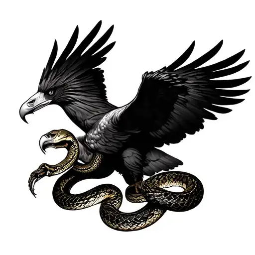 Eagle Eating A Snake