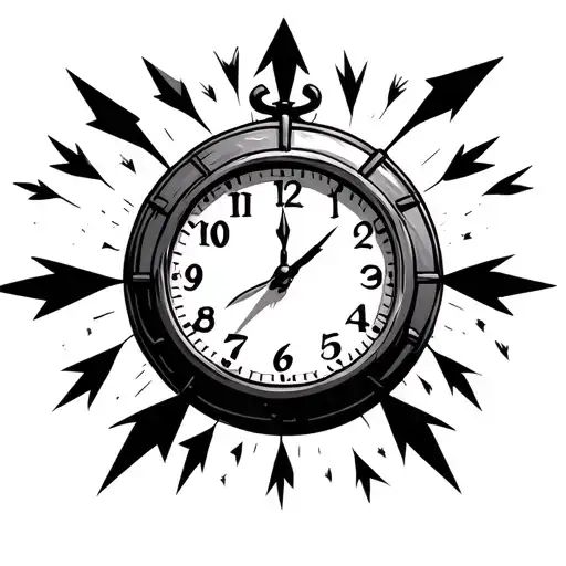 Clock With Arrows Going Through Sideways And Upwards