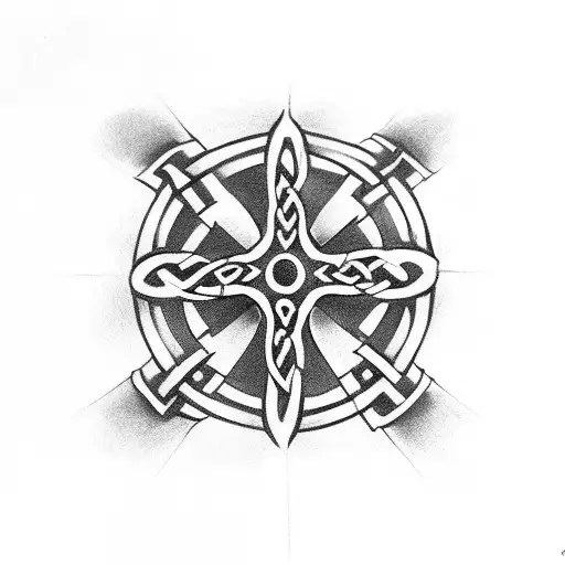 Celtic Cross With A Skull In The Middle Of The Cross