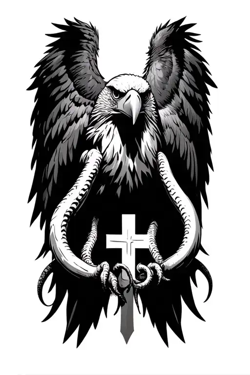 Eagle With A Cross In Its Tentacles