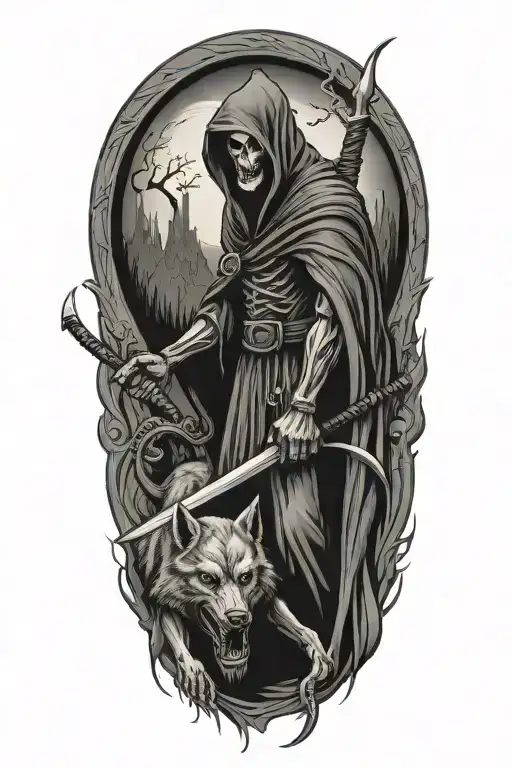 Grim Reaper And Wolf