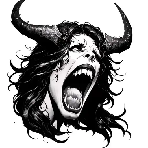 Lilith Black And White Demon Shouting