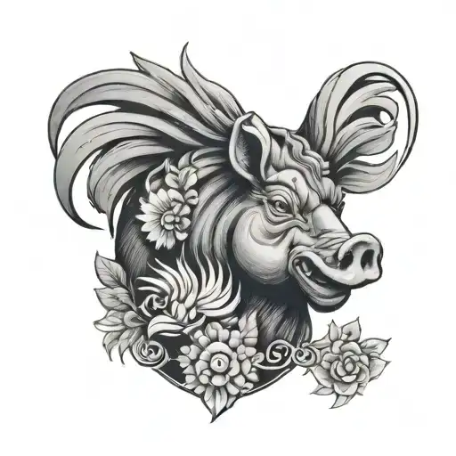 Pig And Rooster Neck And Head