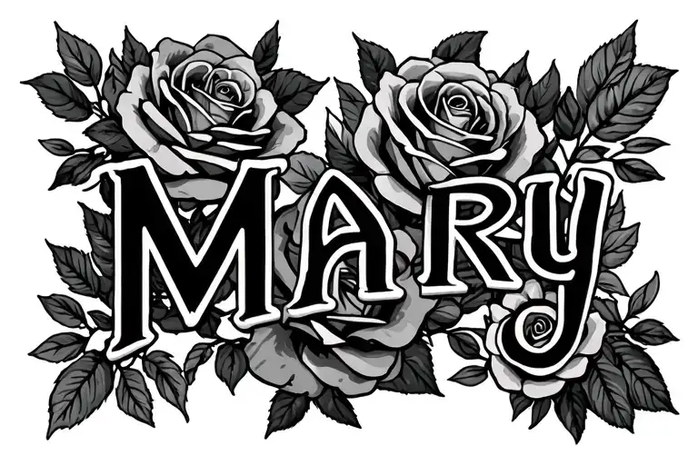 The Name Mary With Roses