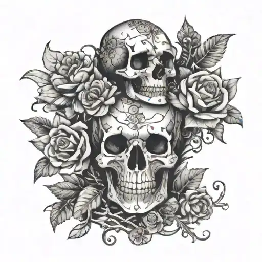 Lying Skeleton From Which Flowers Grow