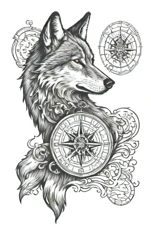 Lone Wolf With Compass