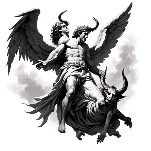 Angel Gabriel Defeating Devil