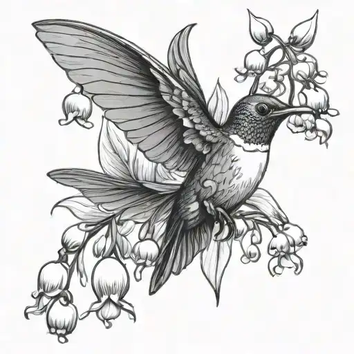 Lily Of The Valley And Hummingbird