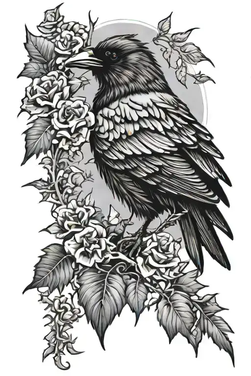 Gothic Raven And Thorn Bush