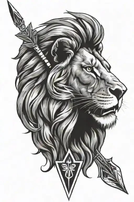 Lion Face With An Arrow Design