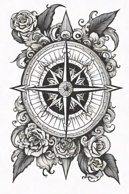 Compass Rose With Intricate
