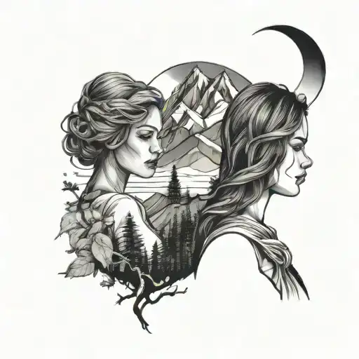 2 Girl Nature Mountain Background