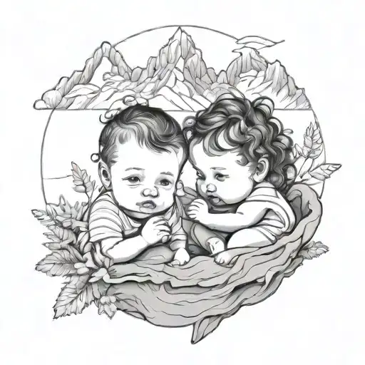 2 Baby Girl Nature Mountain Background