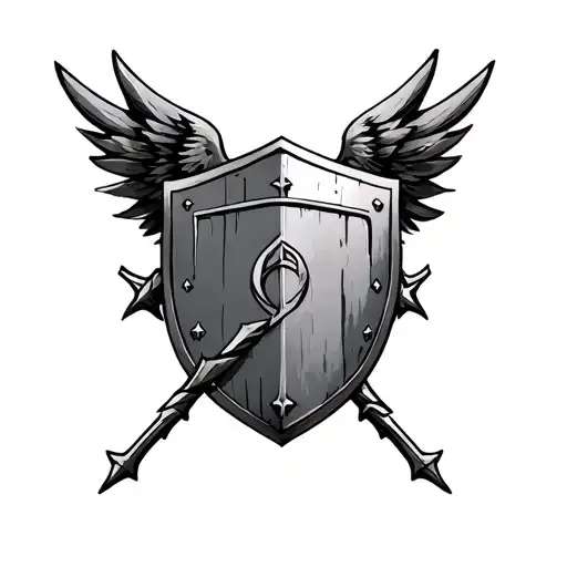 Roman Shield With Wings And Bolt Symbol