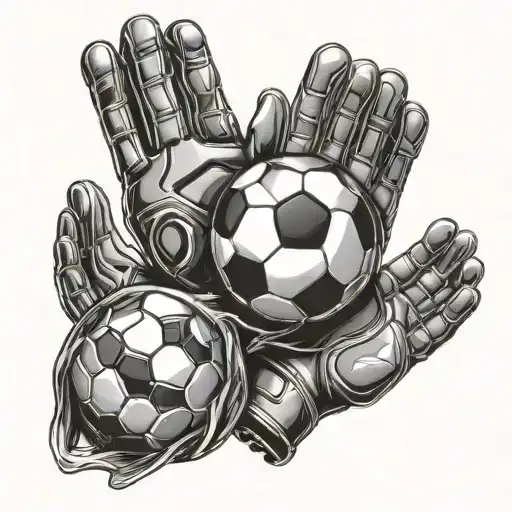 Soccer Gloves And Soccer Ball Surrounded