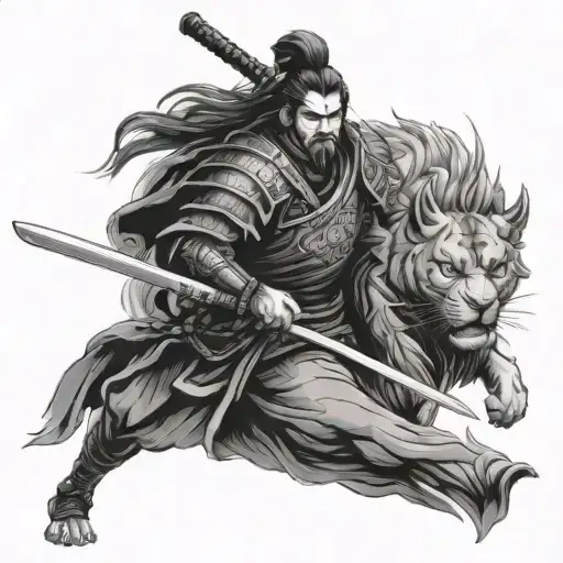 Samurai And Lion Of Fu