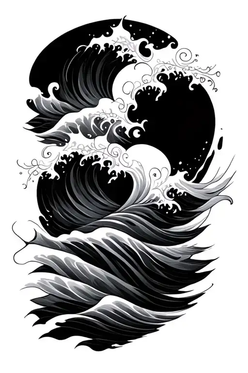 Waves And Love Symbol Intertwined