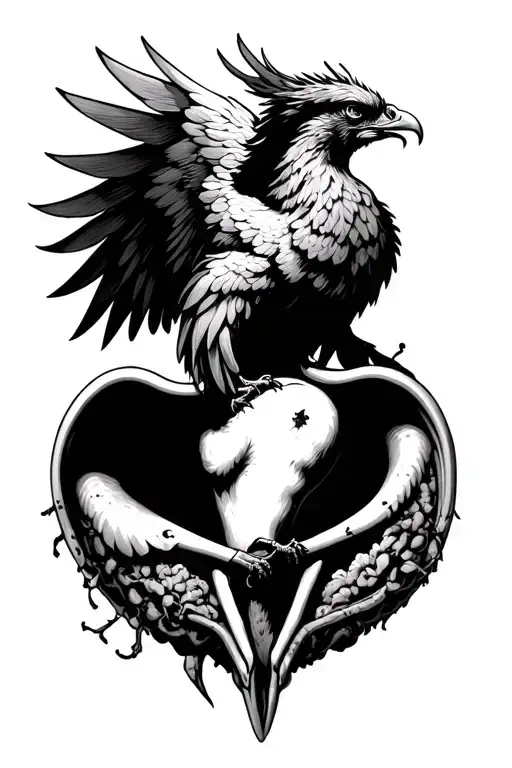 Phoenix Rising Out Of A Uterus Surrounded By Surgical