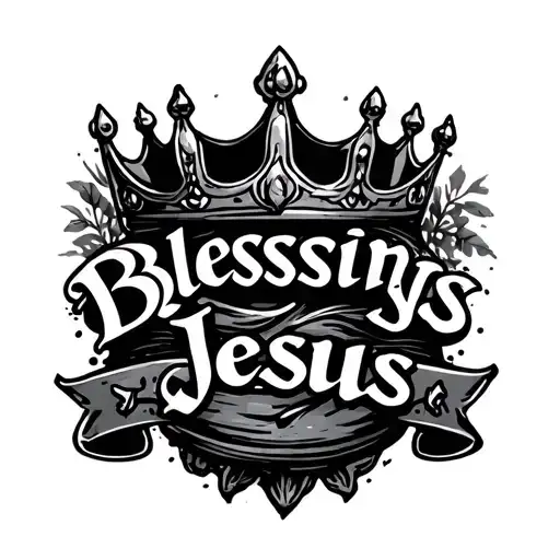 Blessings Lettering With Jesus Crown