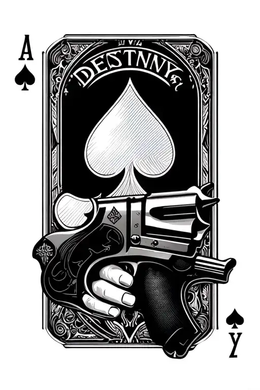 Destiny 2 Ace Suit Playing Cards With Ace Of Spades Hand Cannon In Black And Grey With Stippling