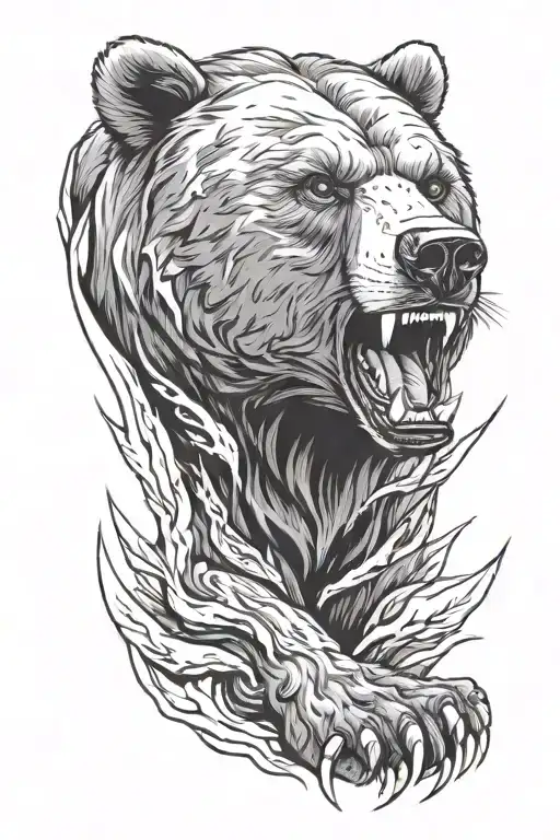 Bear Growl Aggressive Defending Powerful