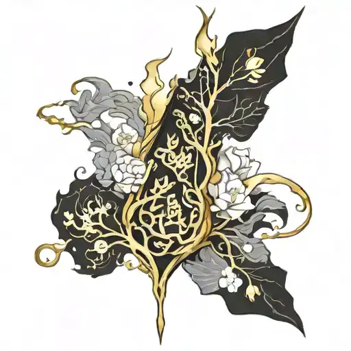 Design Me A Vertical Neck Tattoo With The Word Kintsugi With Gold Scars