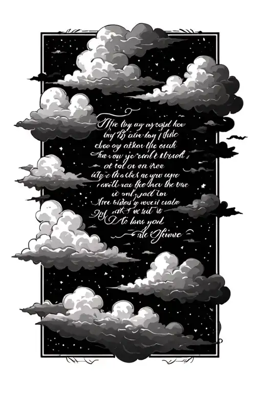 Clouds With A Bible Quote Surrounded In Cursive Font In English