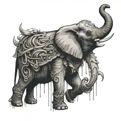 An Elephant In A Ballerina Costume In A Rain Of Axes