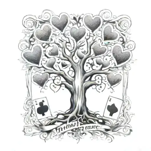 Family Tree With Hearts Playing Card