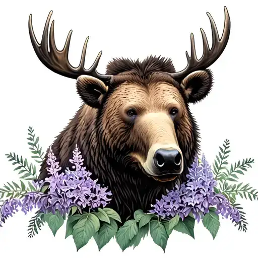 Moose Bear Lilacs Blooming