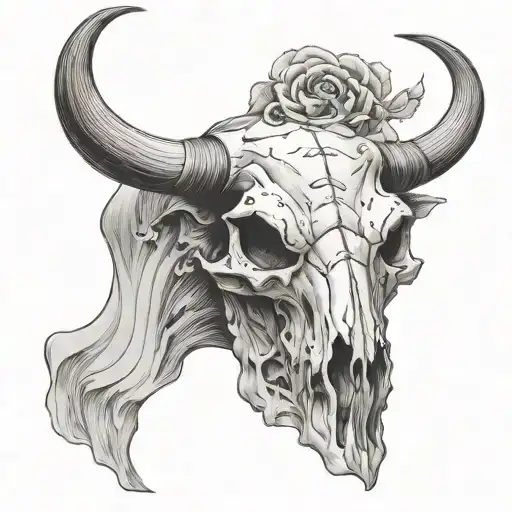Bull Skull Soft Shading Fine Line