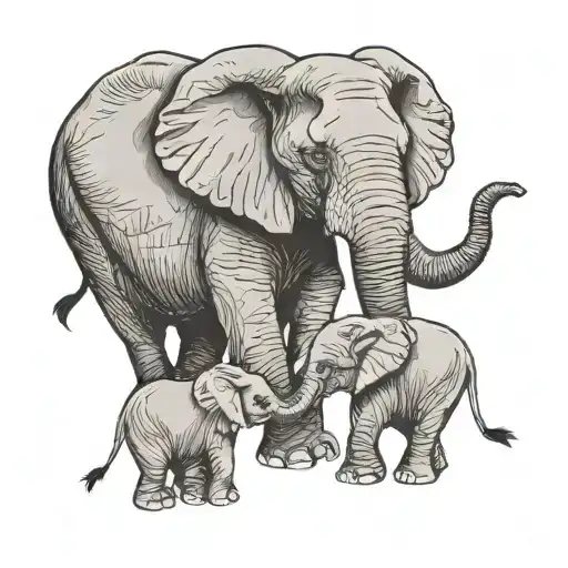 Elephant And Two Babies