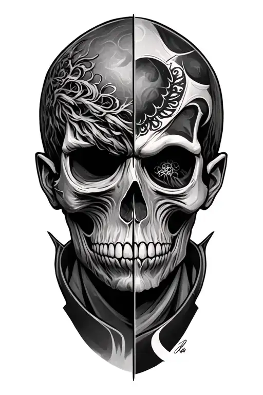 Harlrlekin Mask Half Man Half Skull