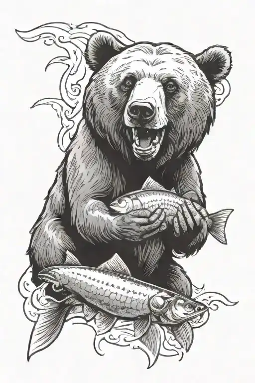 Bear With Fish In Its Mouth