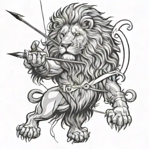 Lion With Archer Shooting An Arrow